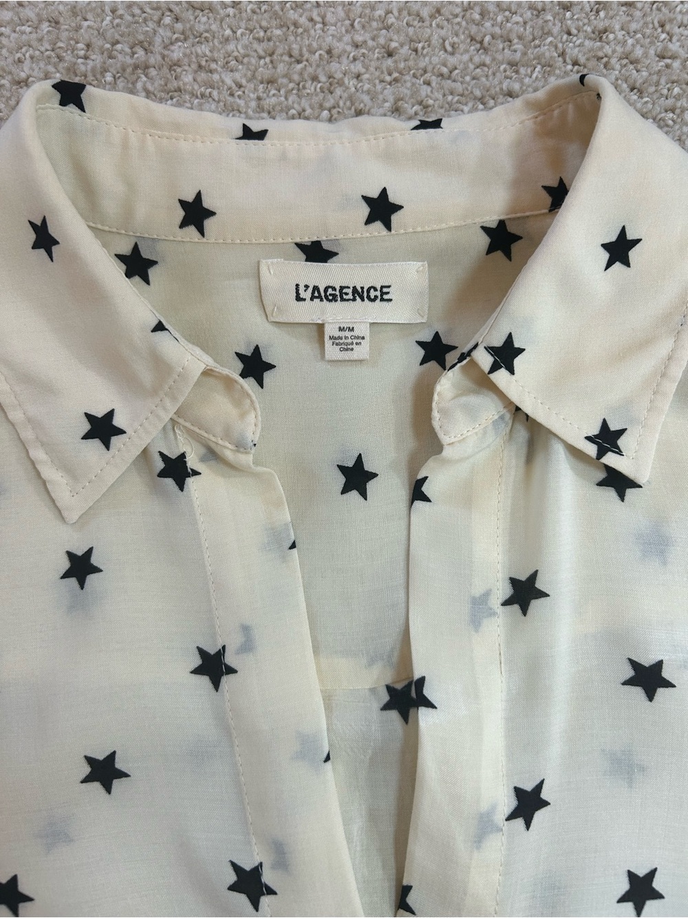 L’Agence Holly Star Print Ecru and Black Size Medium